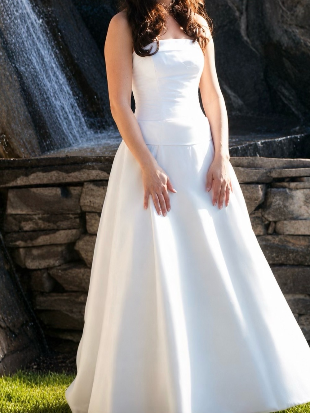 Modern Strapless White A-Line Wedding Gown